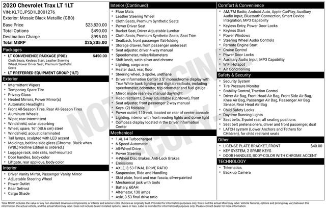 Used 2020 Chevrolet Trax LT w/ LT Convenience Package AWD/4WD image 25