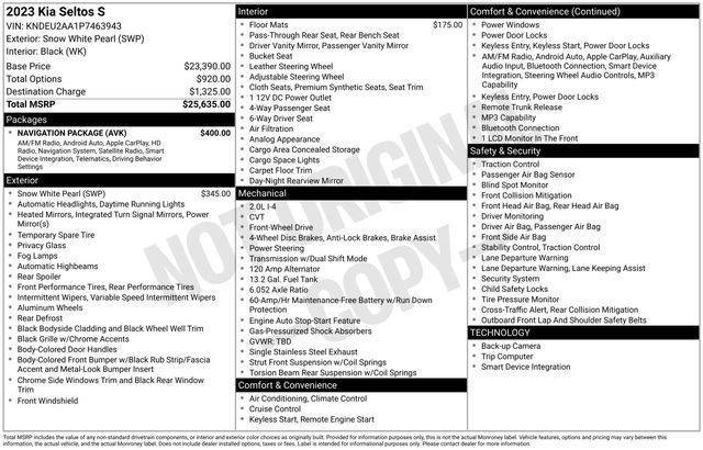 Certified 2023 Kia Seltos S w/ Navigation Package FWD image 15