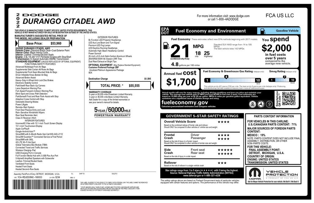 Used 2022 Dodge Durango Citadel AWD/4WD image 3