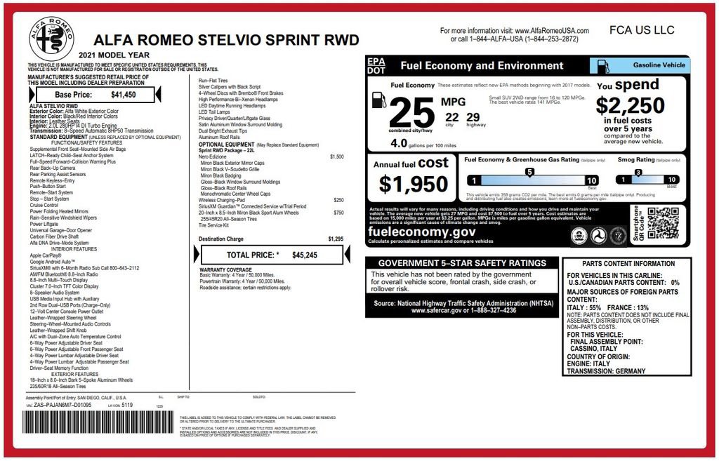 Used 2021 Alfa Romeo Stelvio Sprint w/ Nero Edizione RWD image 3