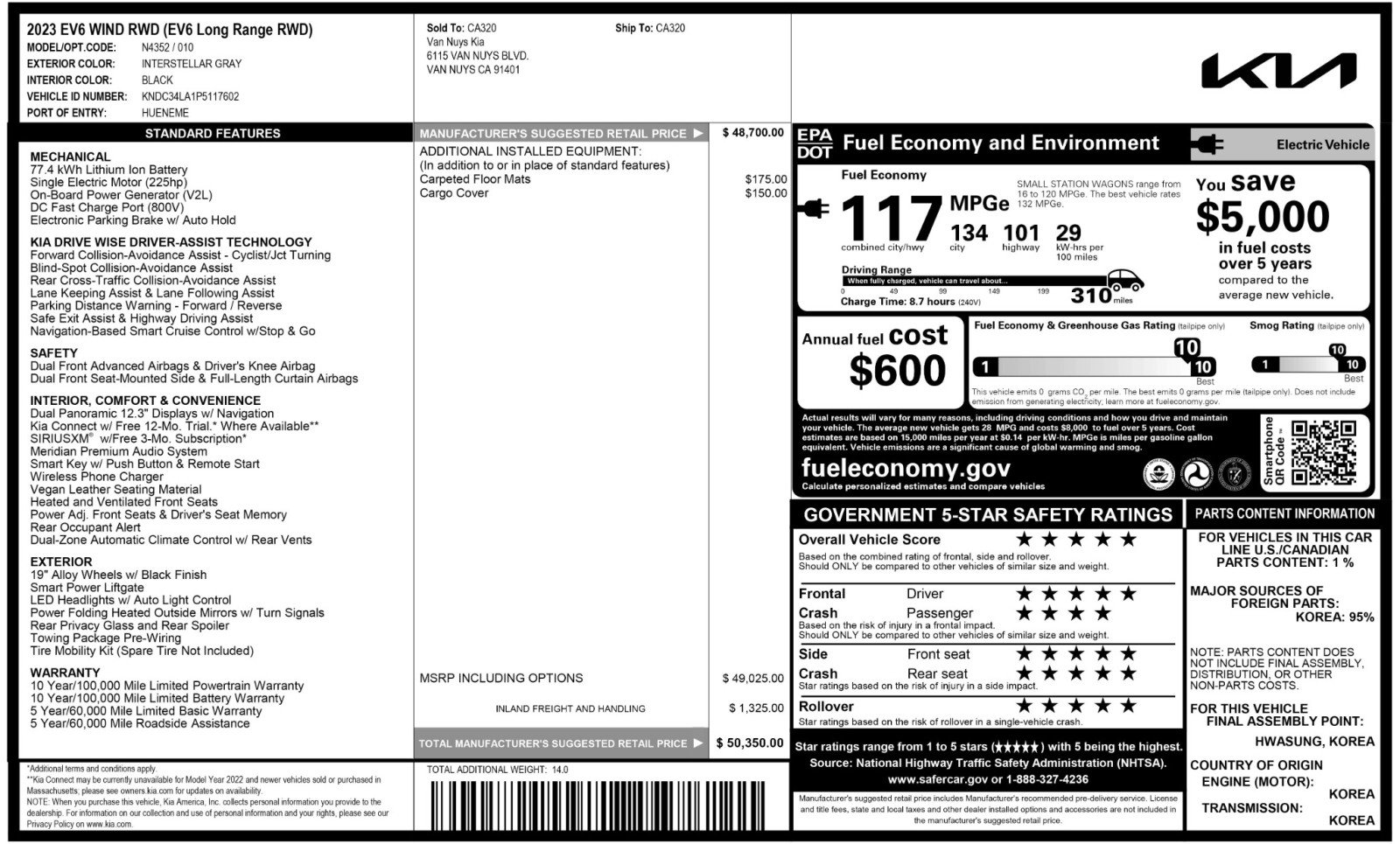 Used 2023 Kia EV6 Wind image 51