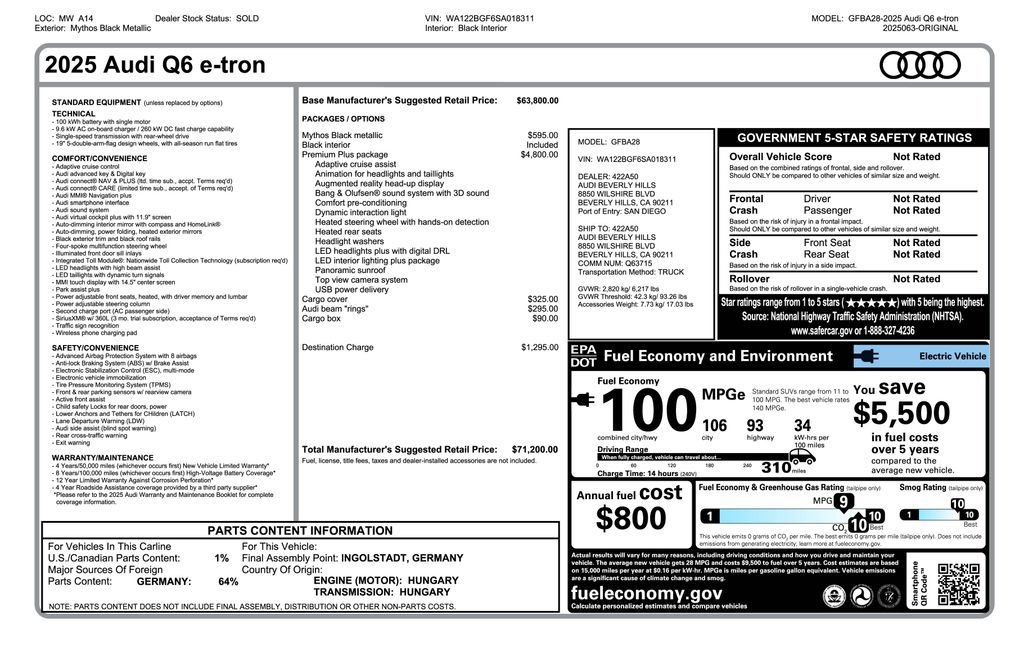 Used 2025 Audi Q6 e-tron Premium Plus w/ Premium Plus RWD image 4