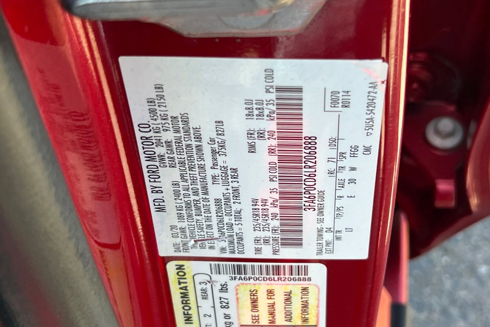 Certified 2020 Ford Fusion SEL FWD image 27