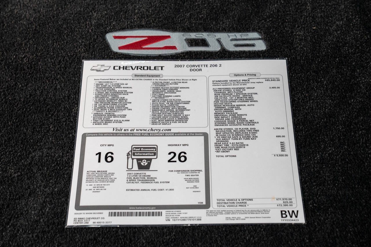 Used 2007 Chevrolet Corvette Z06 w/ Preferred Equipment Group RWD image 84
