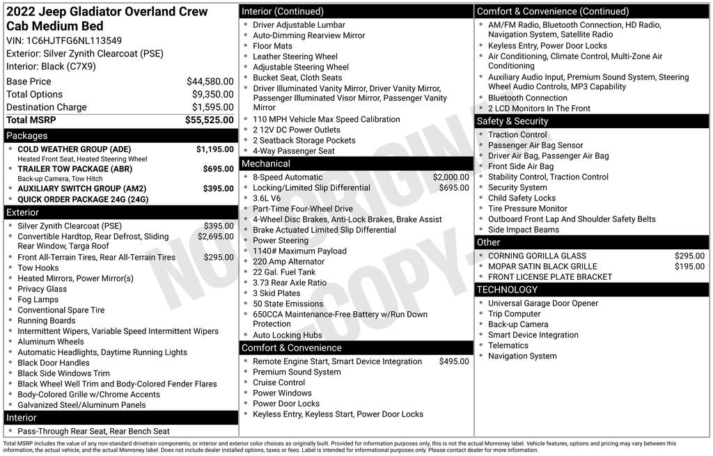 Used 2022 Jeep Gladiator Overland w/ Cold Weather Group AWD/4WD image 33