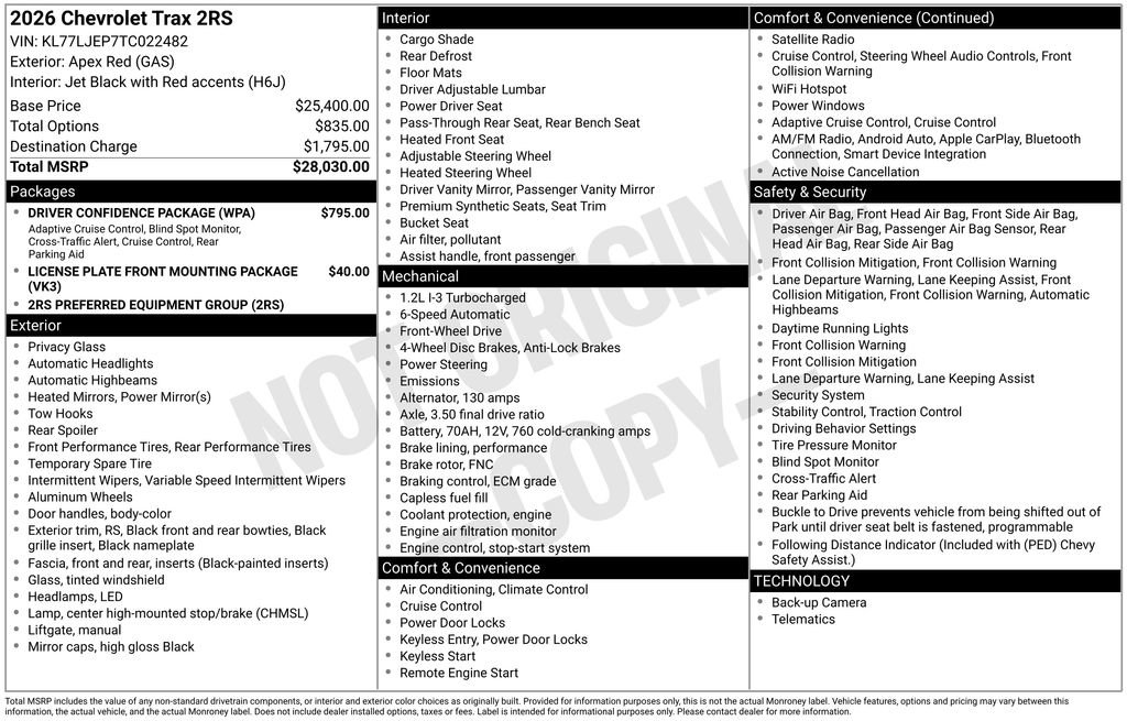 Used 2026 Chevrolet Trax RS w/ Driver Confidence Package image 2
