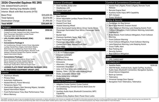 Certified 2026 Chevrolet Equinox RS w/ Convenience Package III image 29