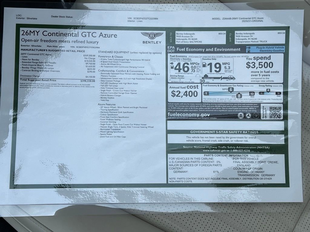 New 2026 Bentley Continental GTC AWD/4WD image 35