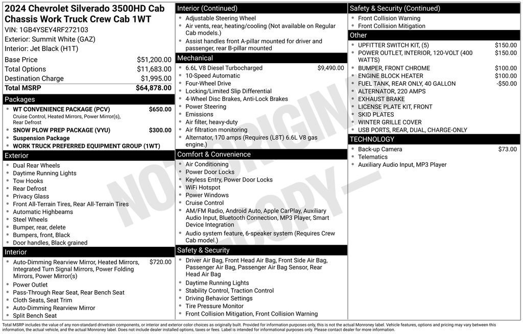 New 2024 Chevrolet Silverado 3500 W/T w/ WT Convenience Package AWD/4WD image 21