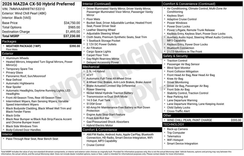 New 2026 MAZDA CX-50 2.5 Hybrid w/ Weather Package image 34