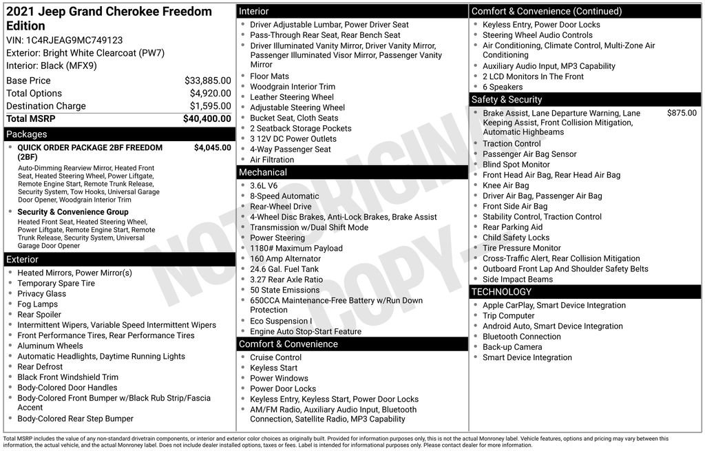 Used 2021 Jeep Grand Cherokee Freedom Edition RWD image 6