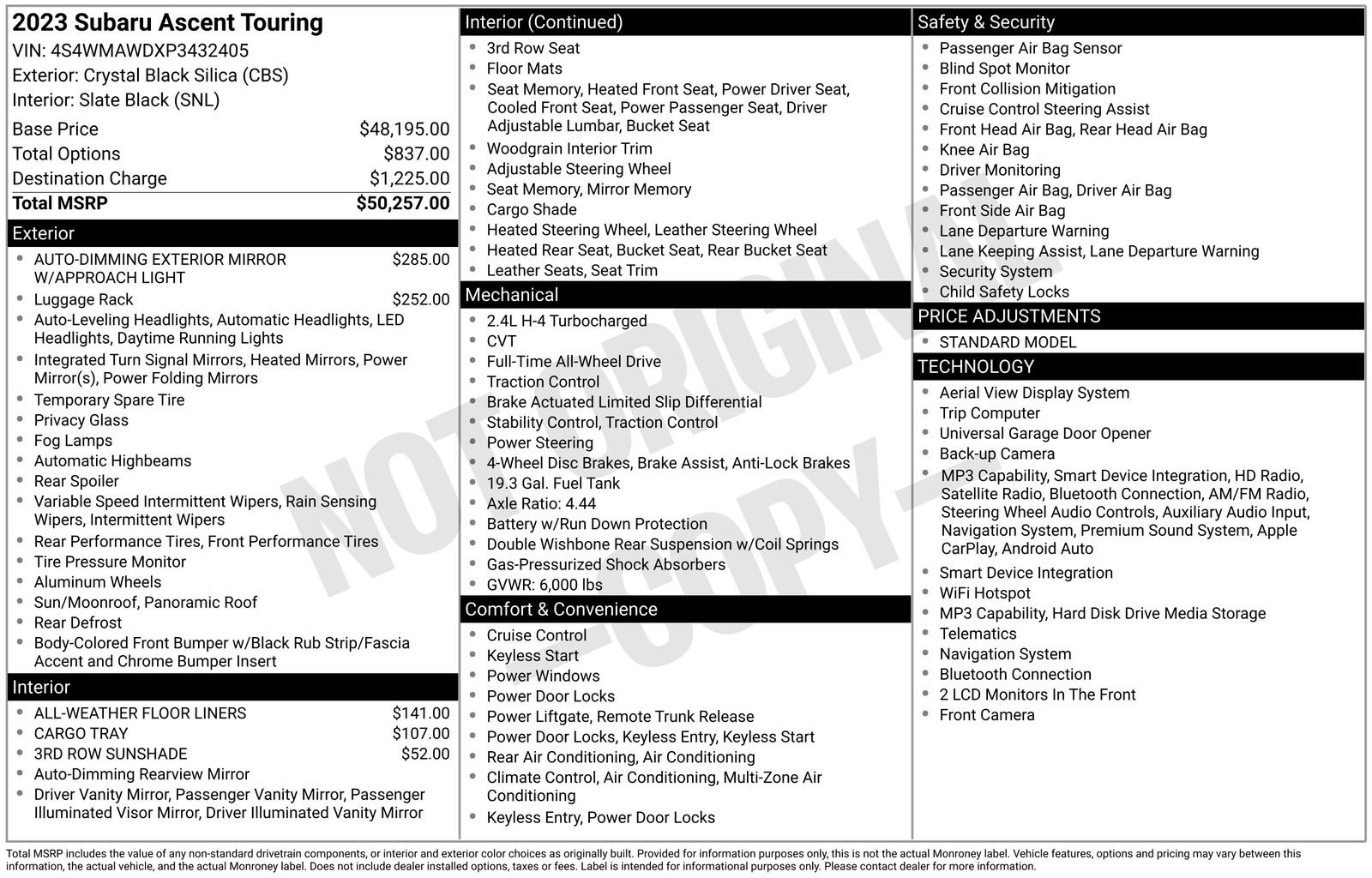 Certified 2023 Subaru Ascent Touring AWD/4WD image 7