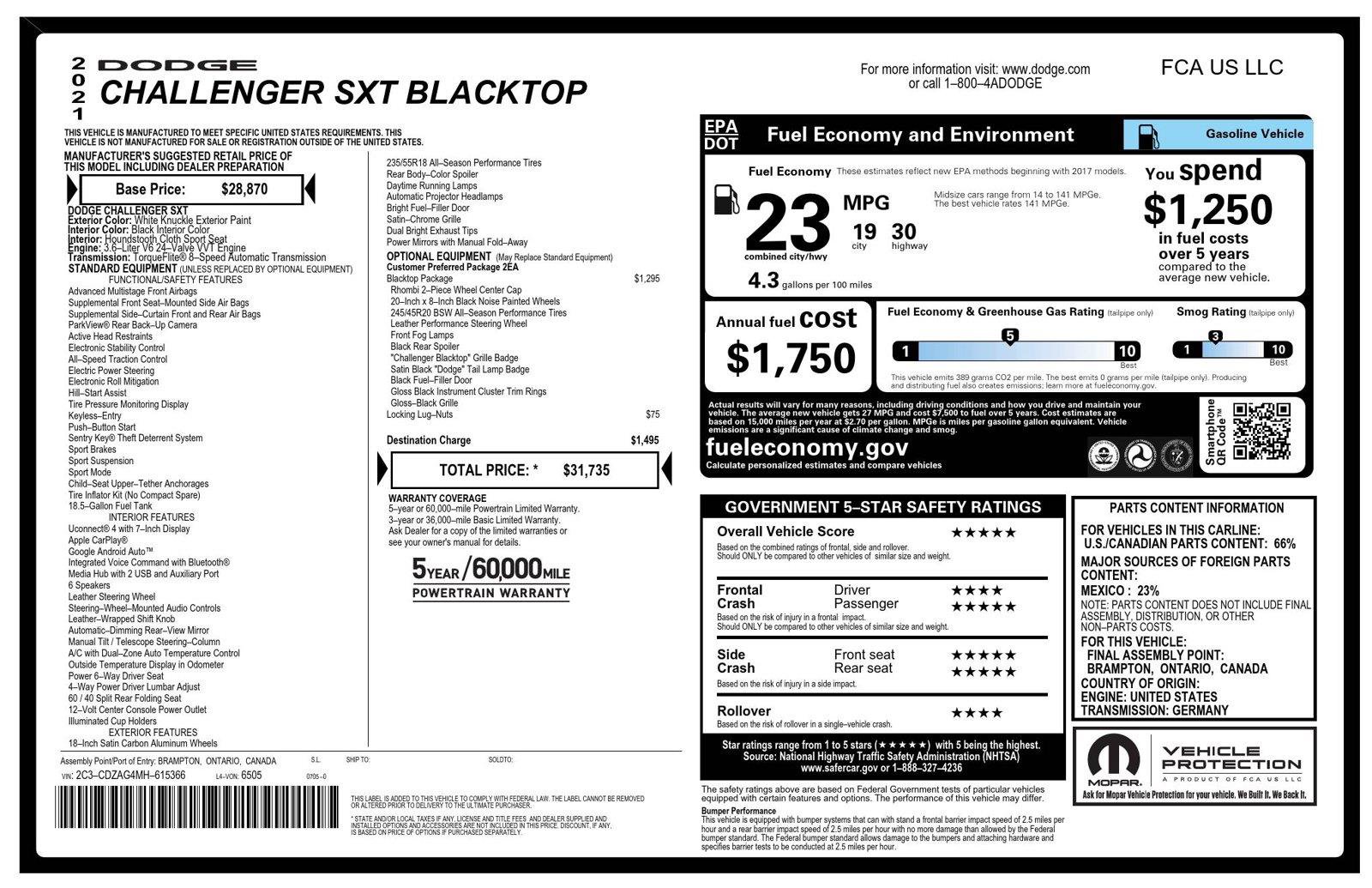 Used 2021 Dodge Challenger SXT w/ Blacktop Package RWD image 23