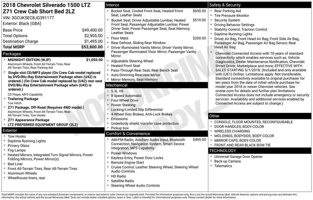 Used 2018 Chevrolet Silverado 1500 LTZ Z71 w/ Midnight Edition image 40