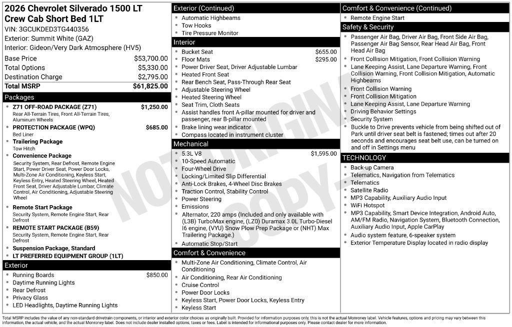 New 2026 Chevrolet Silverado 1500 LT w/ Z71 Off-Road Package AWD/4WD image 33