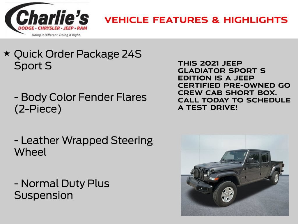 Certified 2021 Jeep Gladiator Sport AWD/4WD image 20