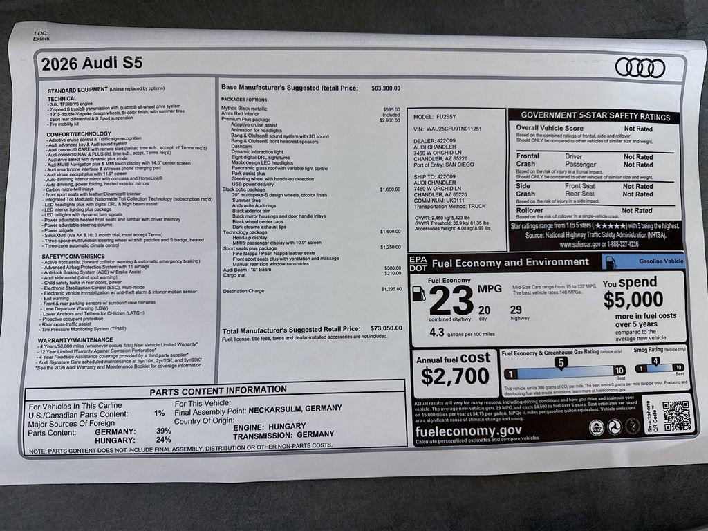 New 2026 Audi S5 Premium Plus AWD/4WD image 9