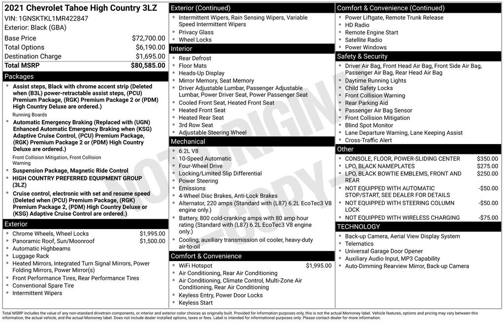 Certified 2021 Chevrolet Tahoe High Country AWD/4WD image 42
