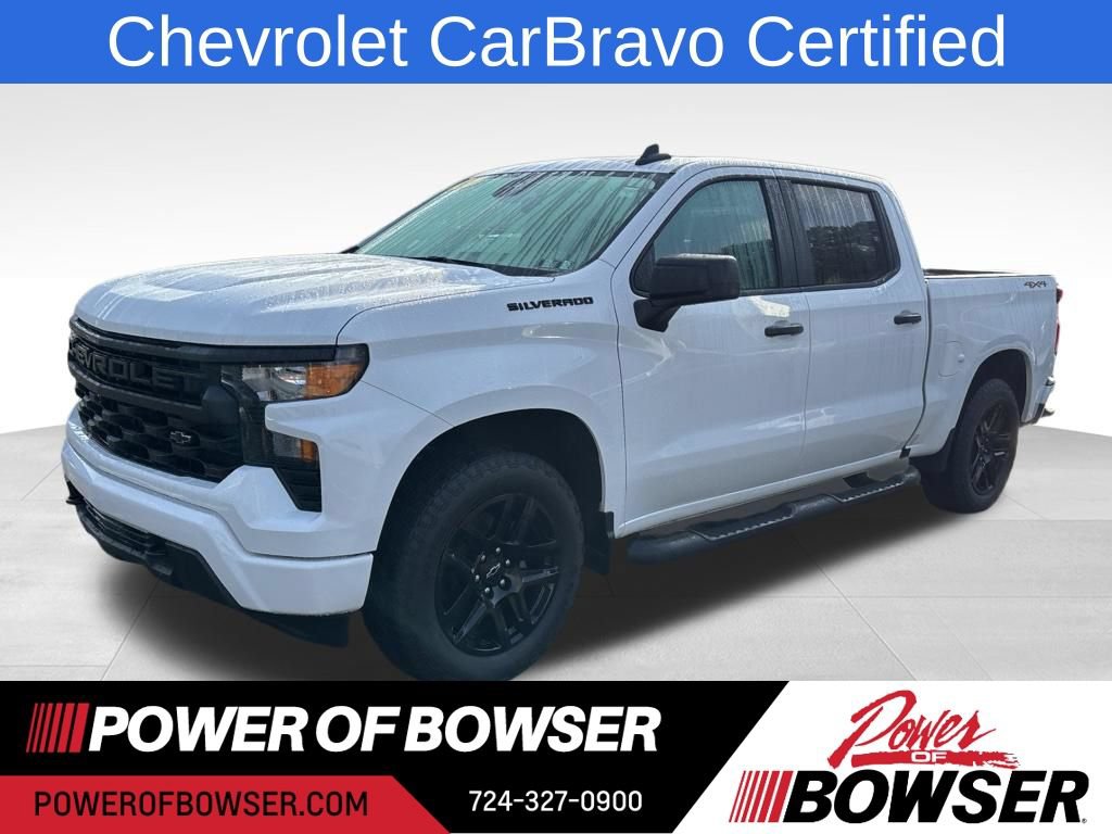 Certified 2024 Chevrolet Silverado 1500 Custom w/ Turbomax Blackout Package AWD/4WD 360° Tour