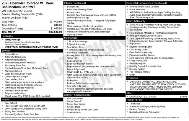 New 2025 Chevrolet Colorado W/T image 5