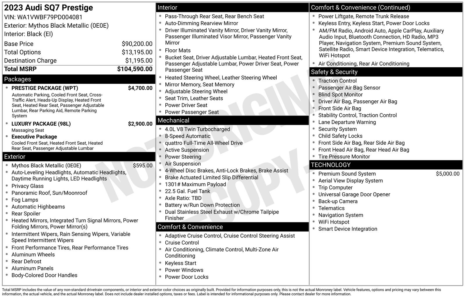 Used 2023 Audi SQ7 Prestige w/ Prestige Package image 4