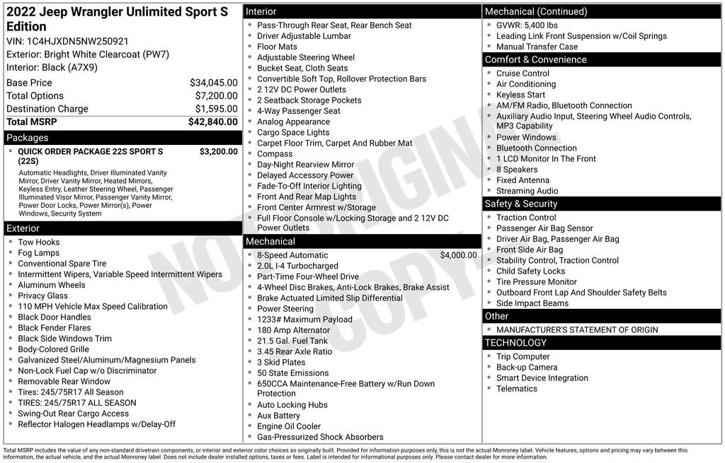 Used 2022 Jeep Wrangler Unlimited Sport AWD/4WD image 13