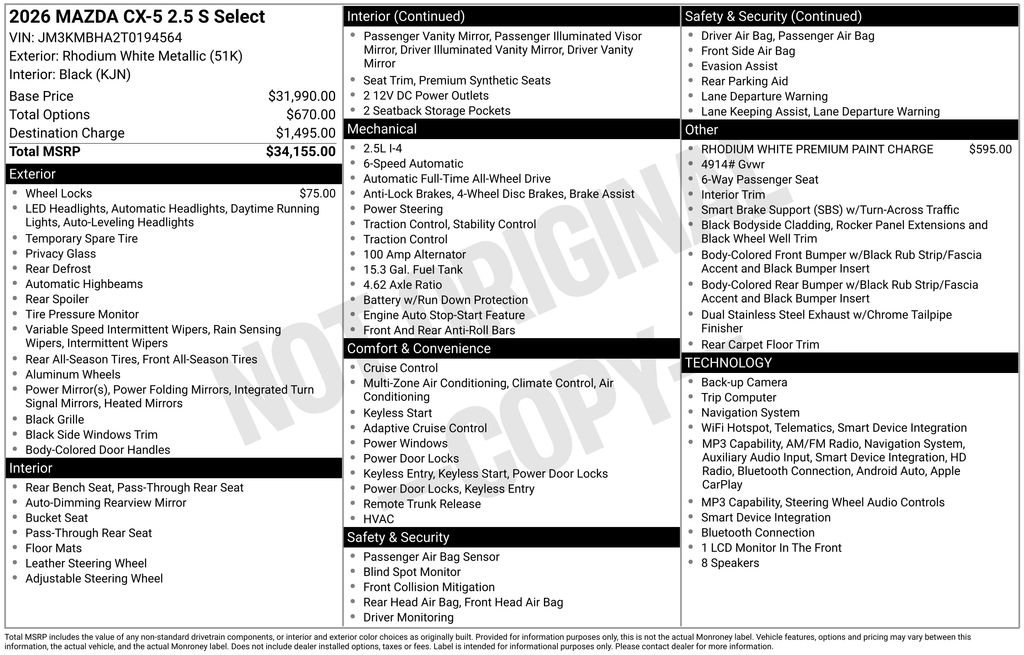 New 2026 MAZDA CX-5 Select AWD/4WD image 2