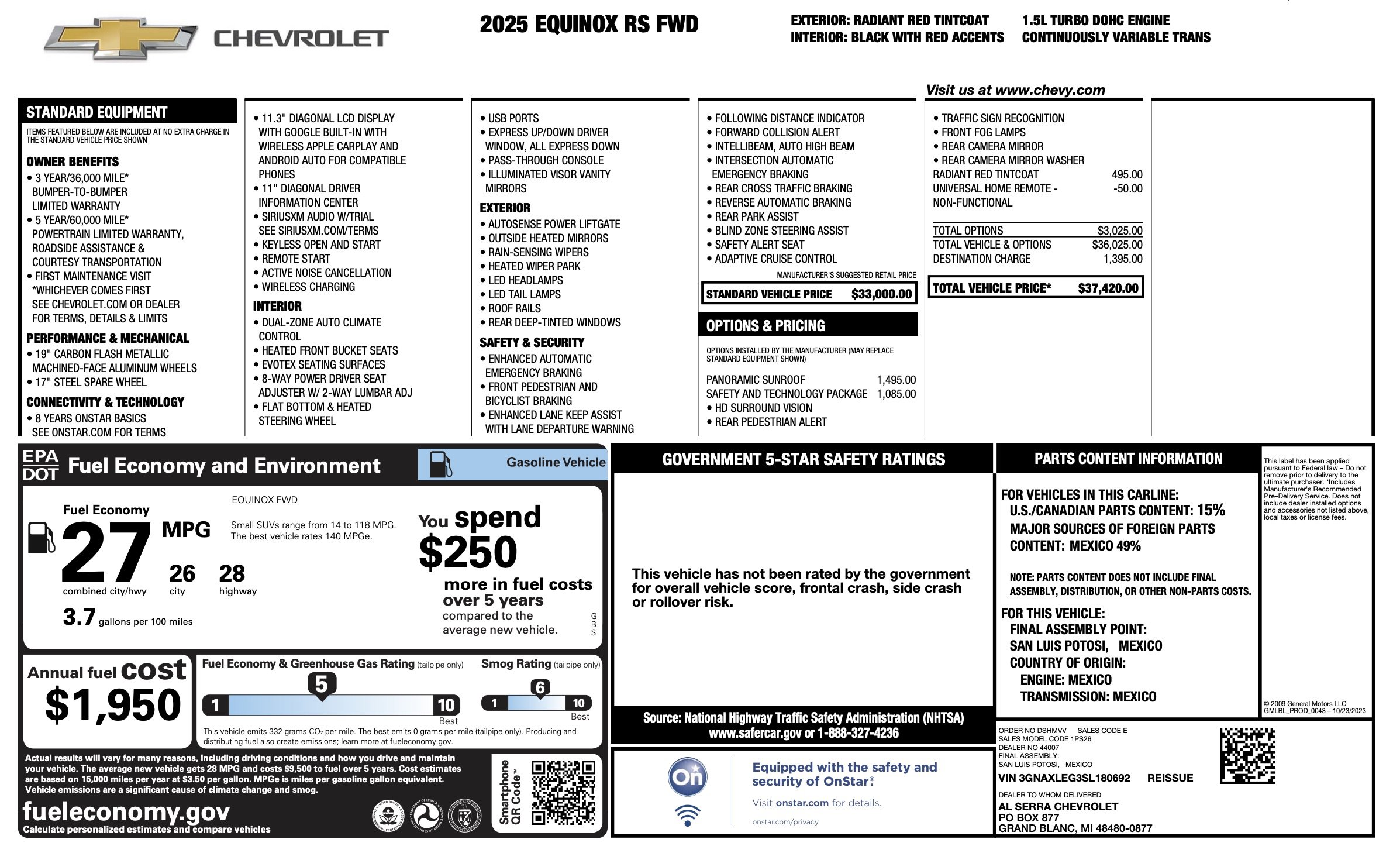 Used 2025 Chevrolet Equinox RS w/ Safety and Technology Package image 5