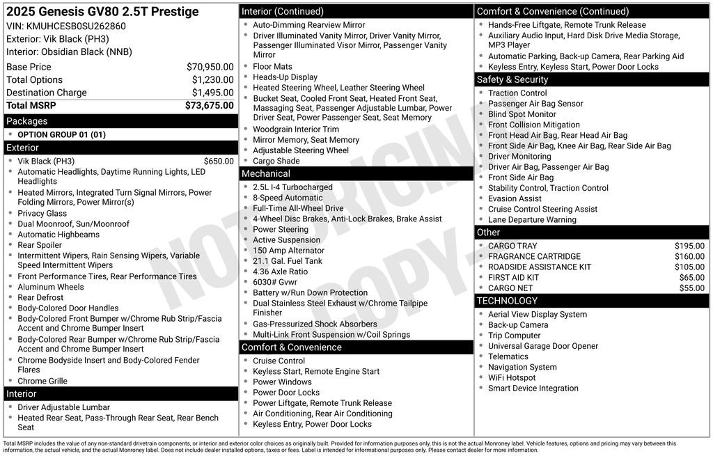 New 2025 Genesis GV80 2.5T Prestige image 3