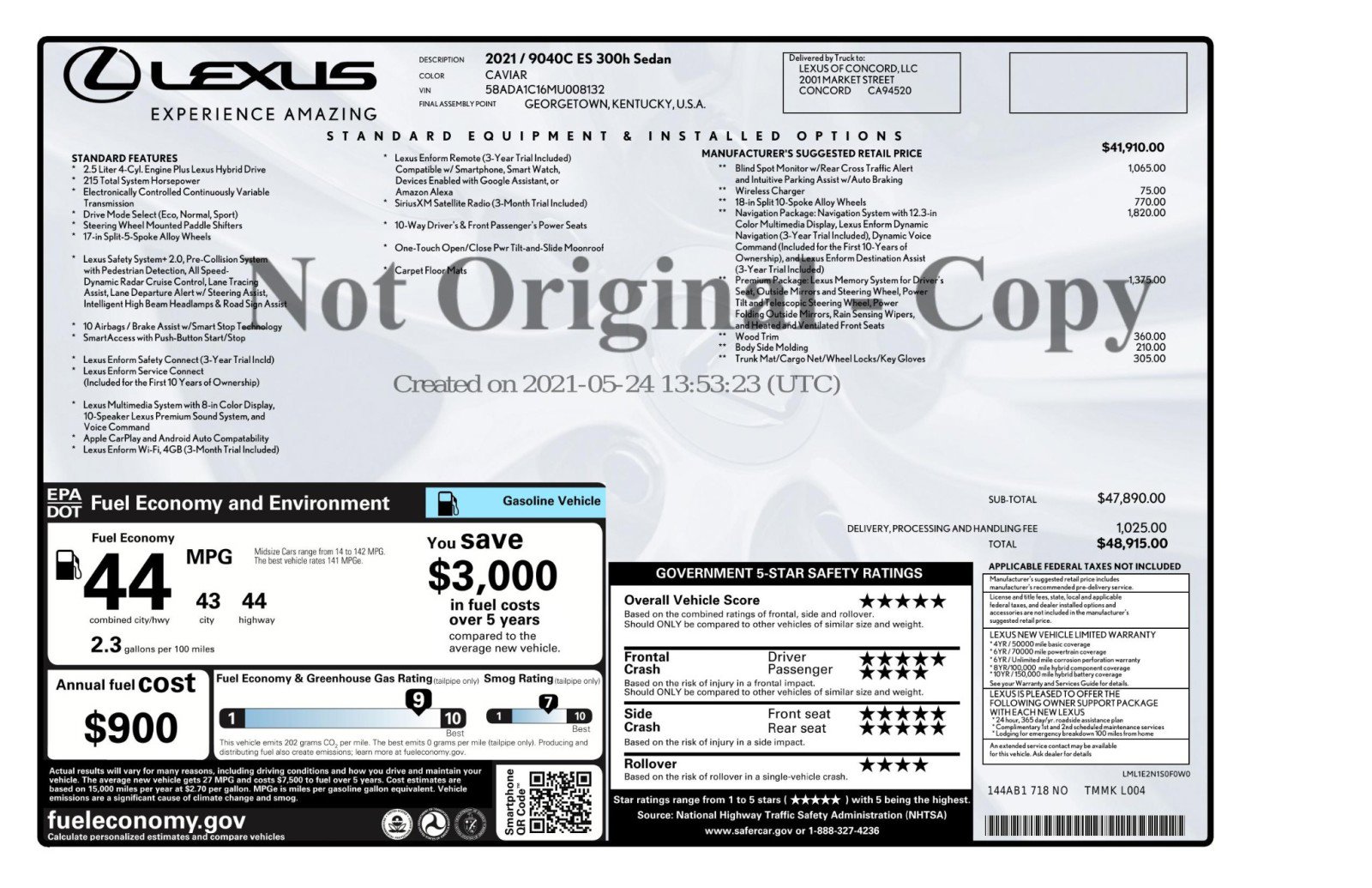 Used 2021 Lexus ES 300h w/ Premium Package FWD image 57