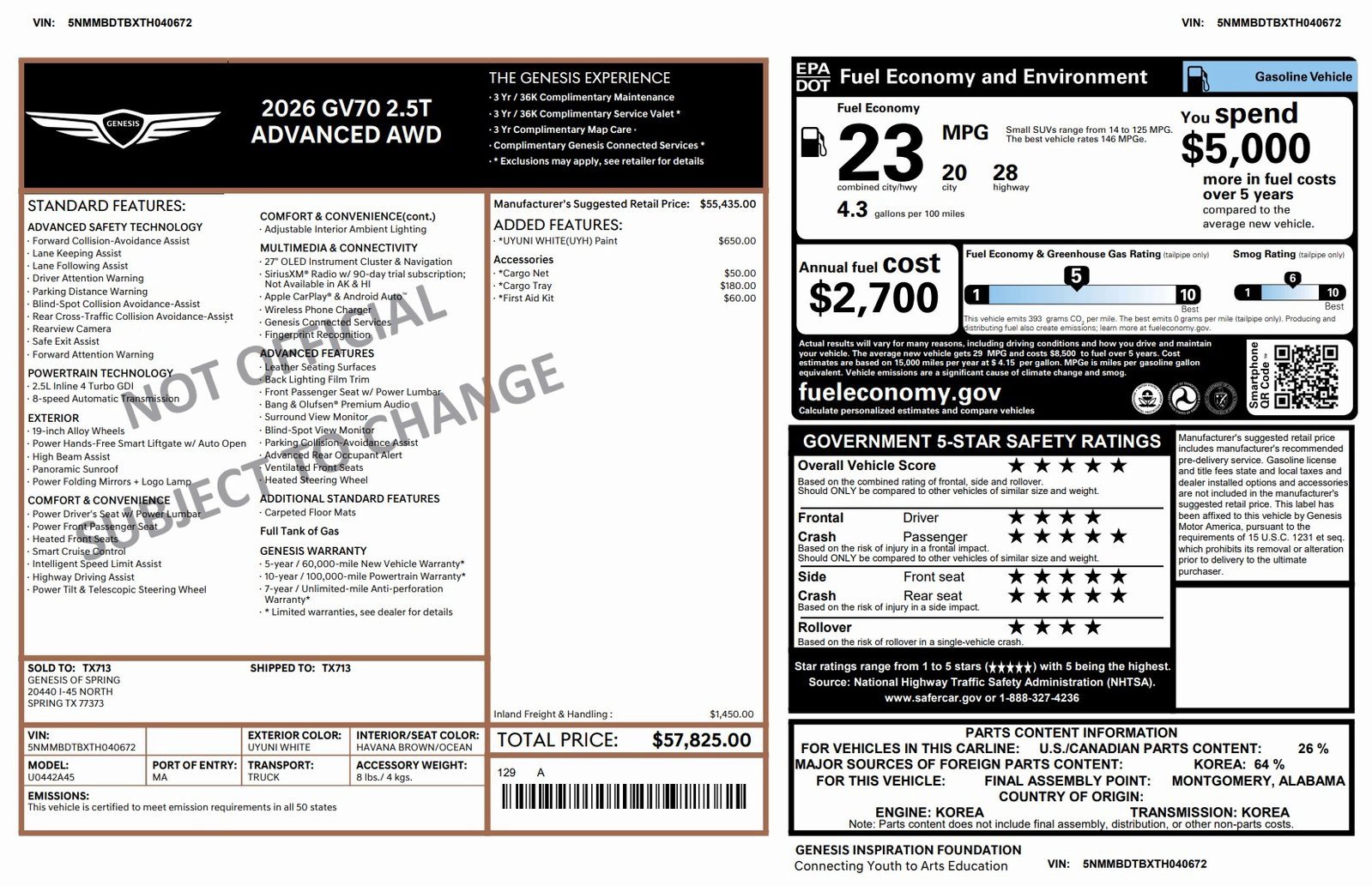 Certified 2026 Genesis GV70 2.5T Advanced image 3