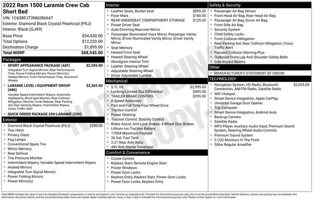 Used 2022 RAM 1500 Laramie w/ Sport Appearance Package AWD/4WD image 9