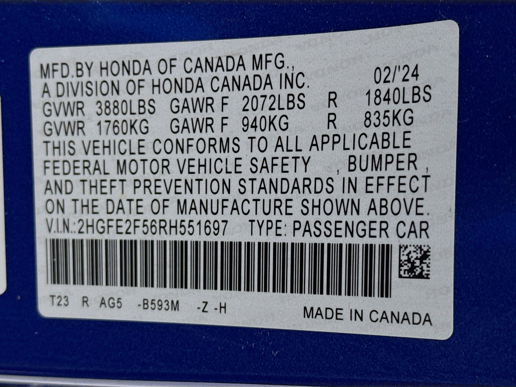 Certified 2024 Honda Civic Sport image 29