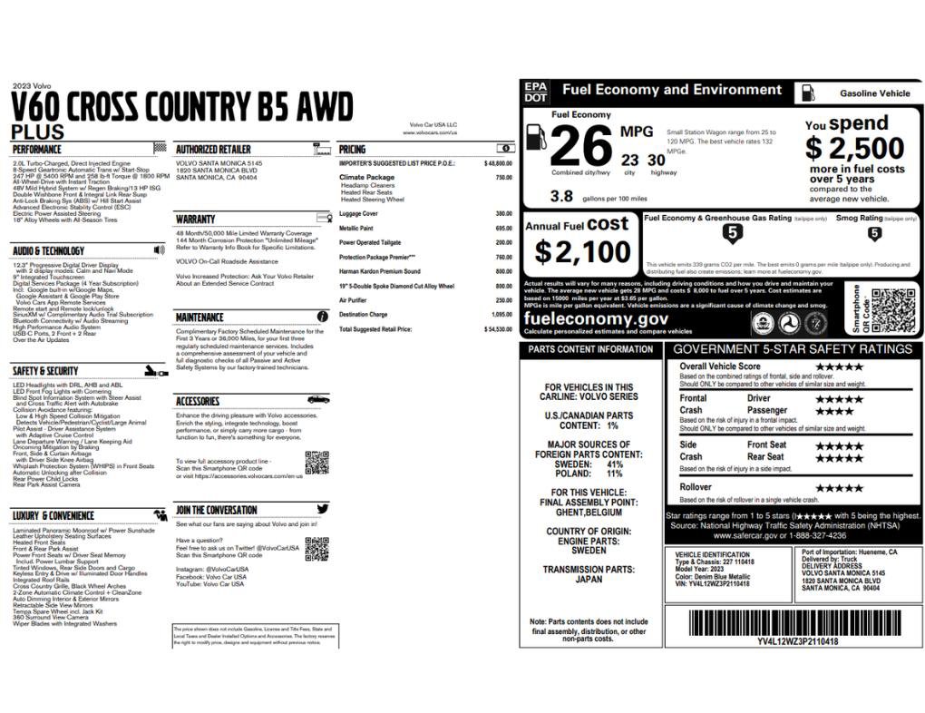 Used 2023 Volvo V60 B5 Cross Country Plus w/ Climate Package image 2