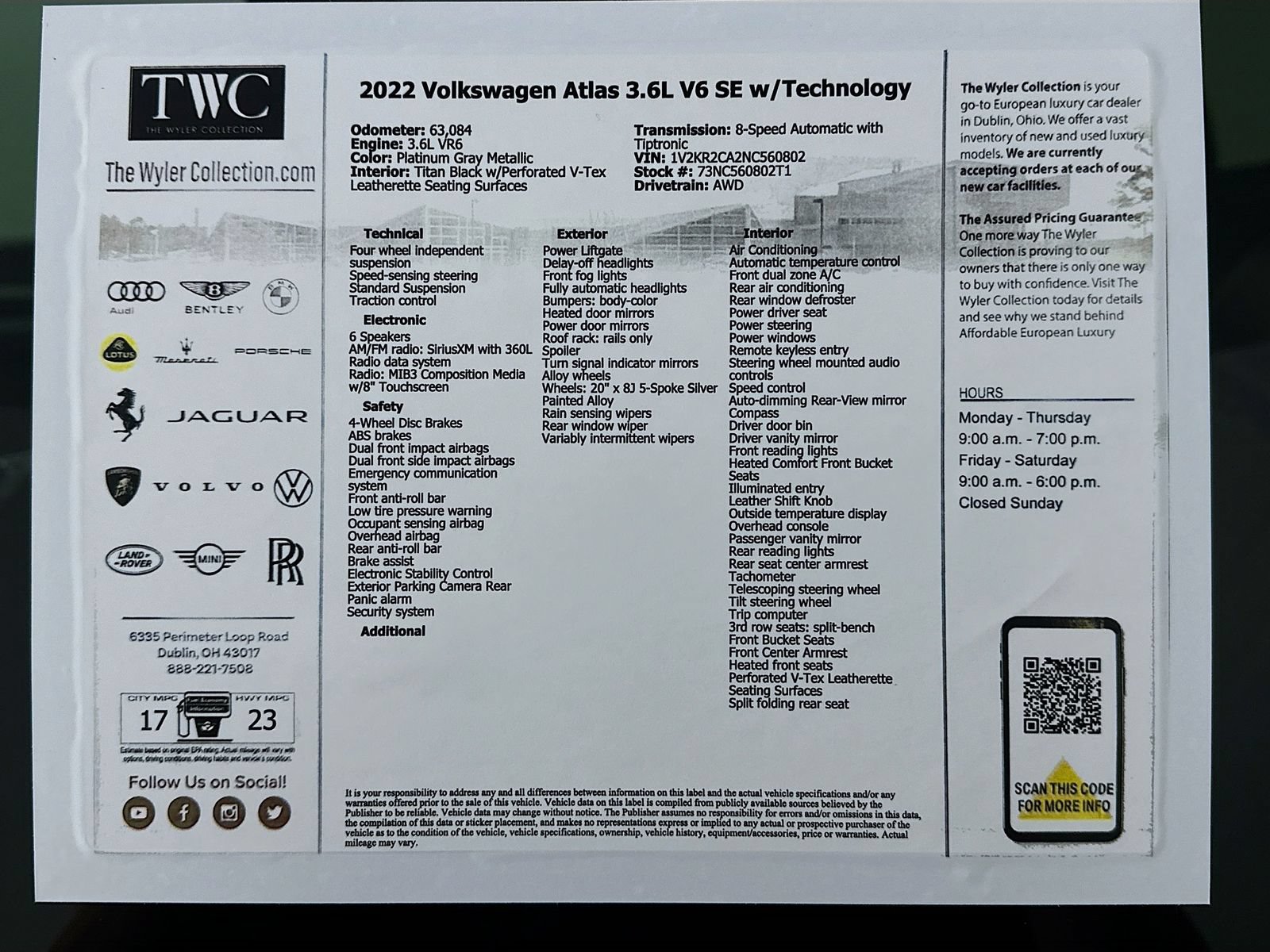 Used 2022 Volkswagen Atlas SE AWD/4WD image 46