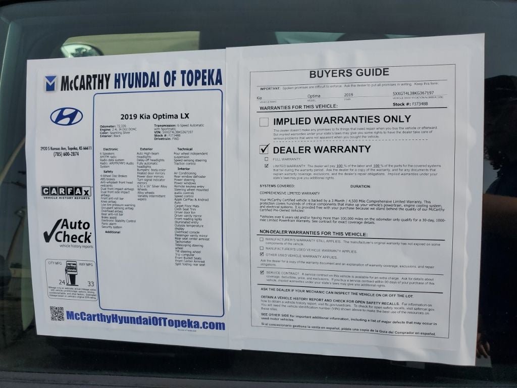 Used 2019 Kia Optima LX FWD image 8