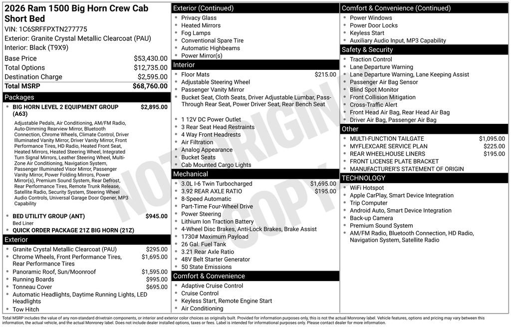 New 2026 RAM 1500 Big Horn AWD/4WD image 6