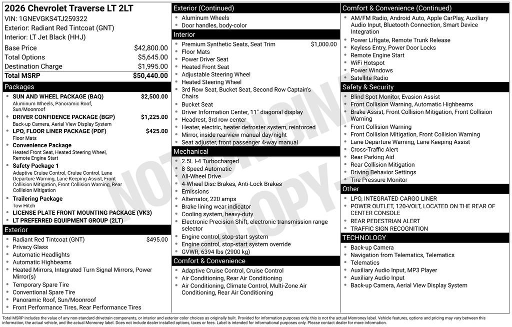 New 2026 Chevrolet Traverse LT w/ Sun and Wheel Package image 2