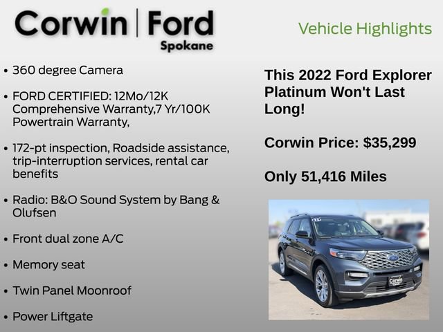 Used 2022 Ford Explorer Platinum w/ Equipment Group 601A AWD/4WD image 7