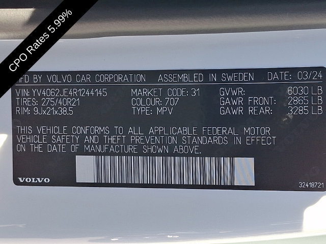 Certified 2024 Volvo XC90 B6 Plus w/ Protection Package AWD/4WD image 31