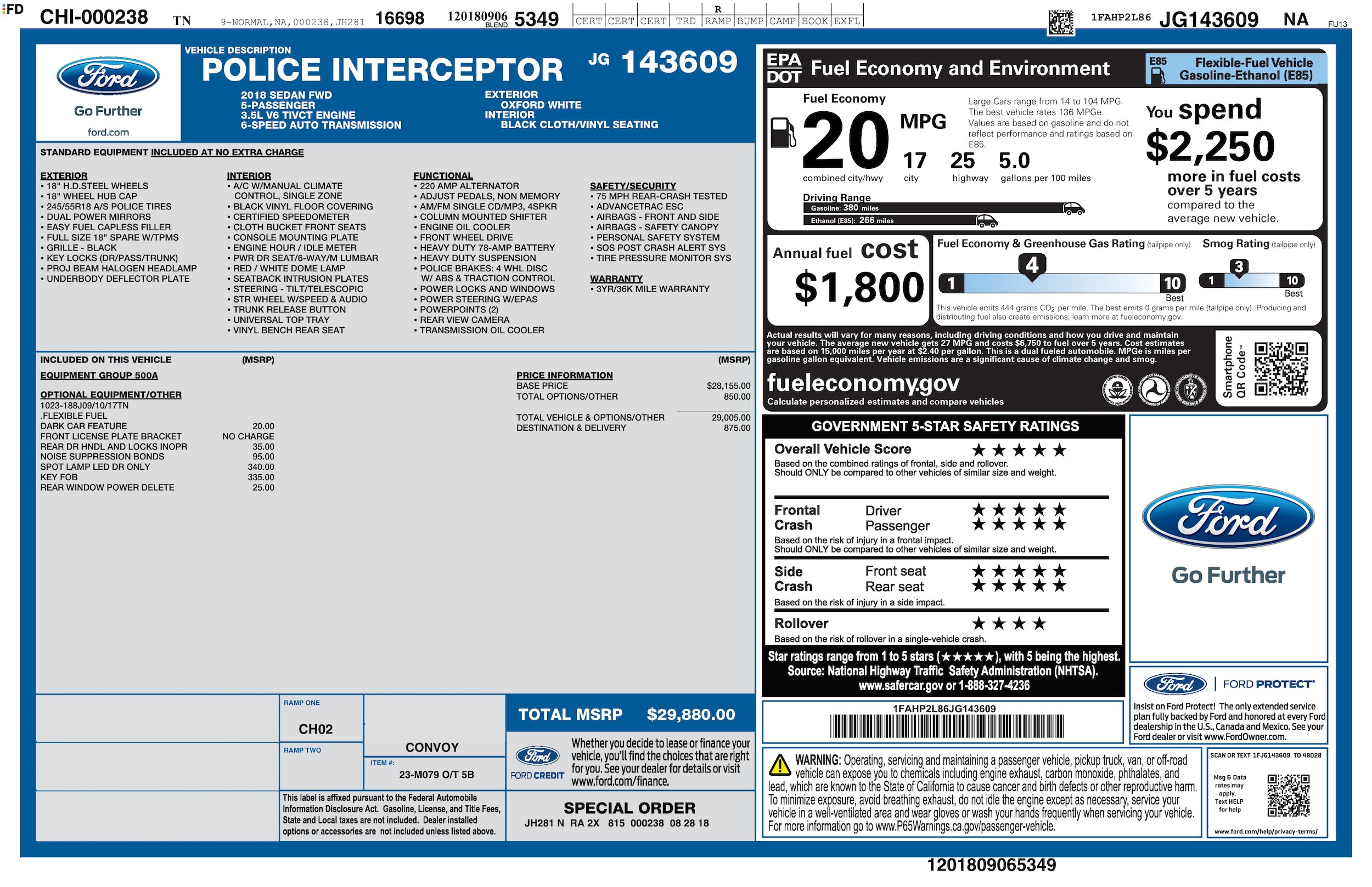 Used 2018 Ford Taurus Police Interceptor FWD image 3