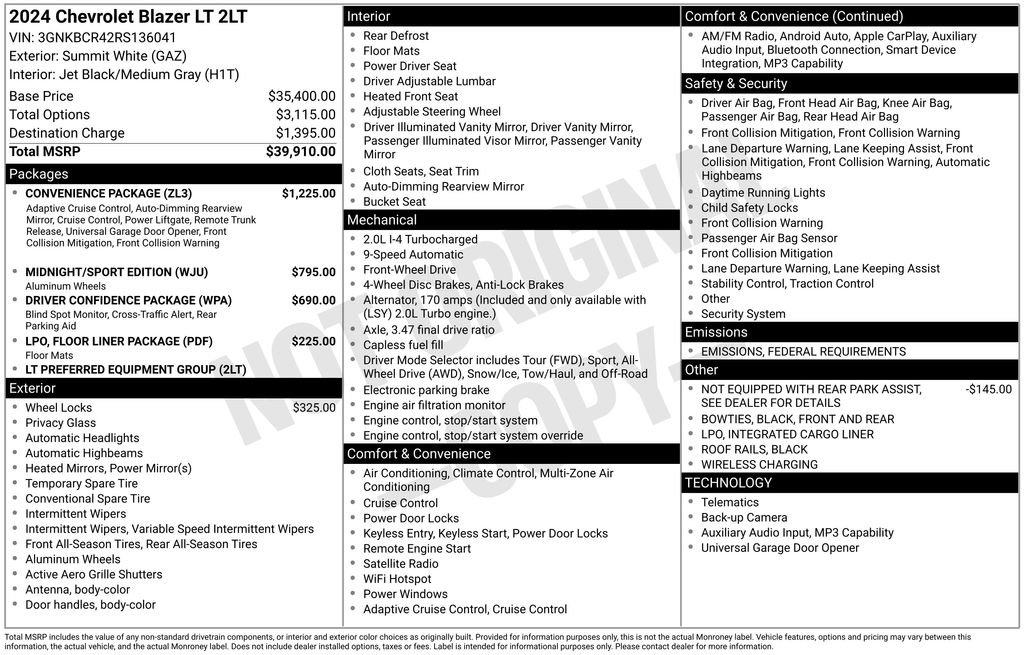 Used 2024 Chevrolet Blazer LT w/ Convenience Package image 2