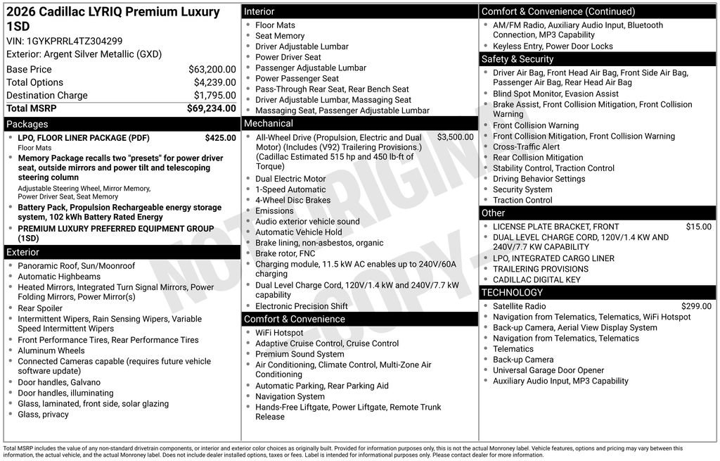 New 2026 Cadillac Lyriq Premium Luxury w/ LPO, Floor Liner Package image 45
