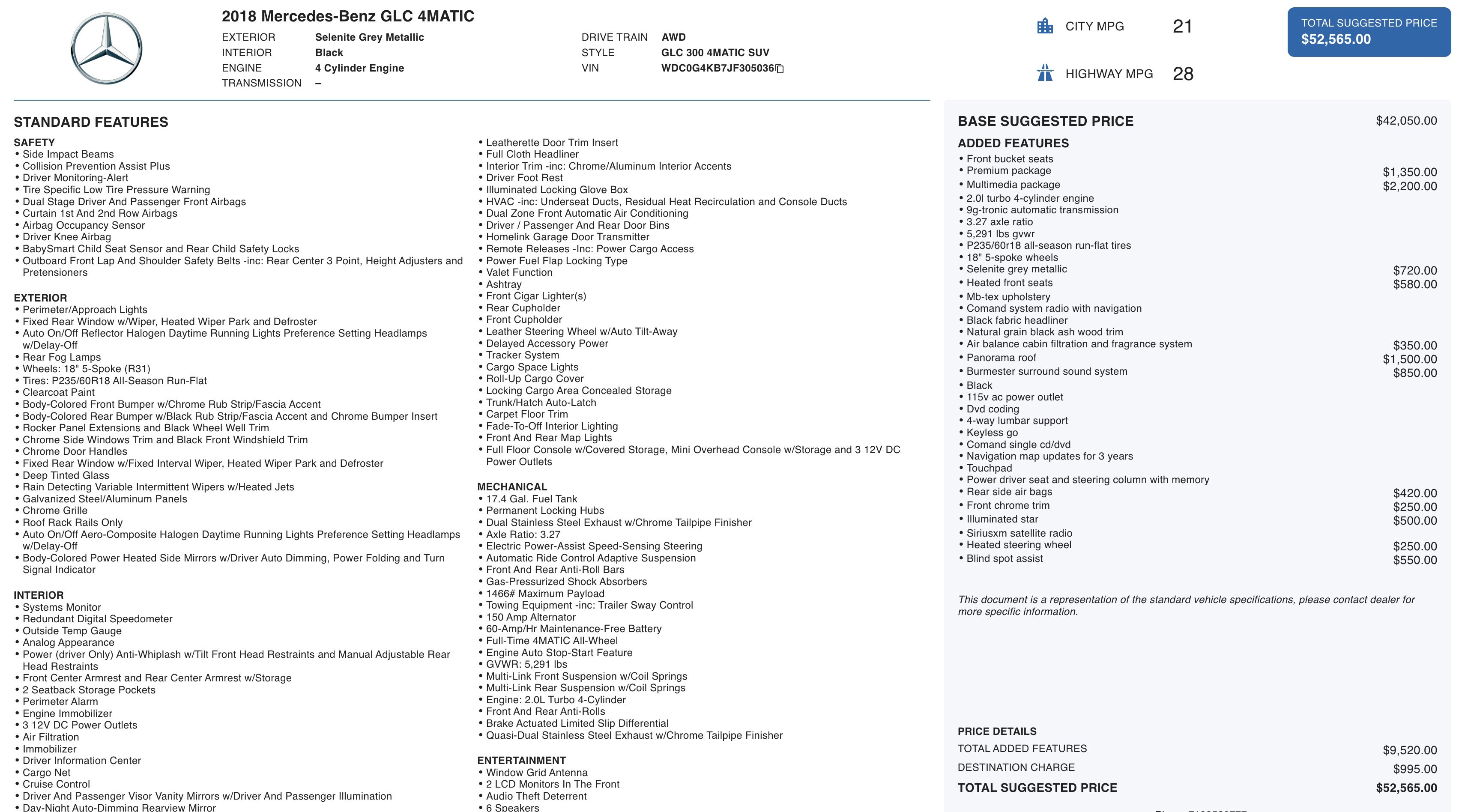 Used 2018 Mercedes-Benz GLC 300 4MATIC w/ Multimedia Package image 2