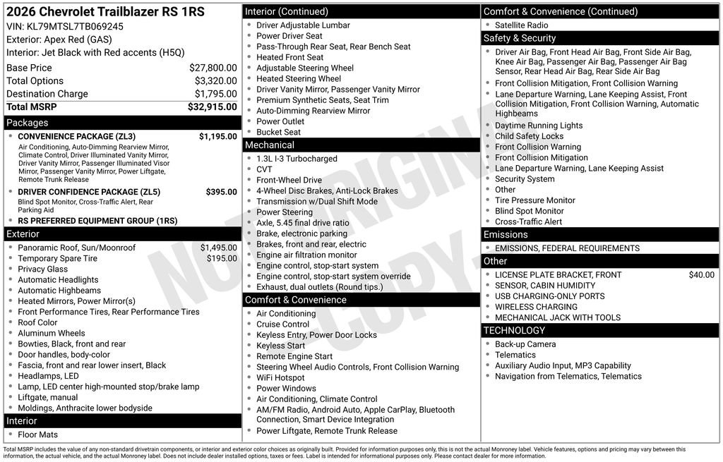 New 2026 Chevrolet TrailBlazer RS w/ Convenience Package image 50