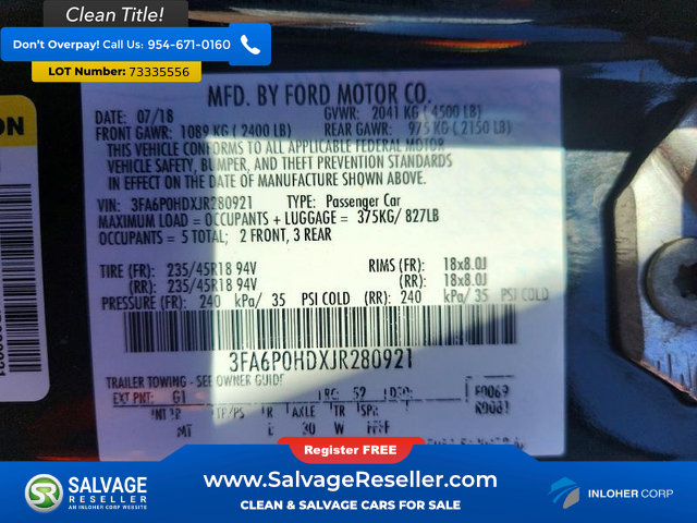 Used 2018 Ford Fusion SE w/ Equipment Group 201A FWD image 16