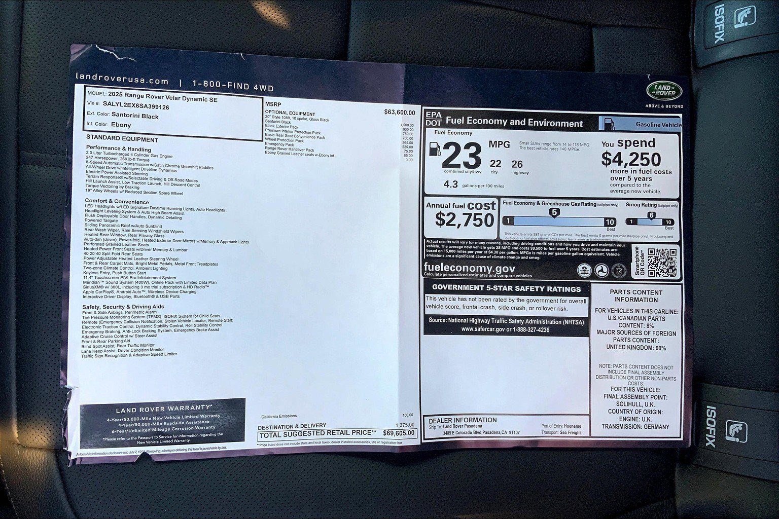 New 2025 Land Rover Range Rover Velar Dynamic SE image 12