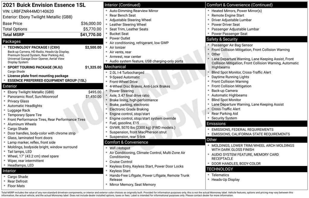 Used 2021 Buick Envision Essence w/ Technology Package I image 19