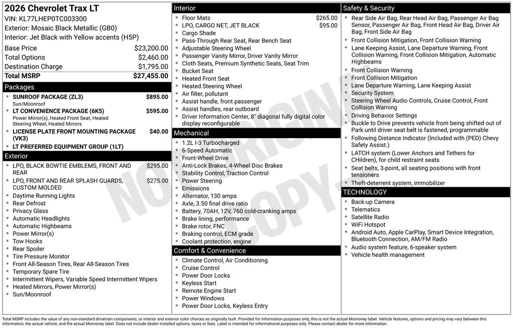 Used 2026 Chevrolet Trax LT w/ Sunroof Package FWD image 36