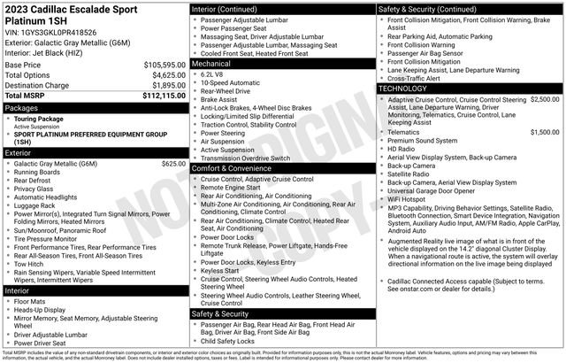 Certified 2023 Cadillac Escalade Sport Platinum RWD image 44